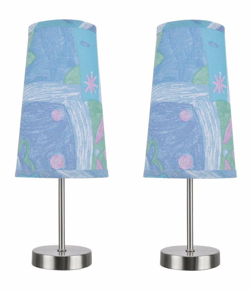 2-Pack Set - One-Light Candlestick Table Lamp, Contemporary Design in Satin Nickel, 14 1/4" High
