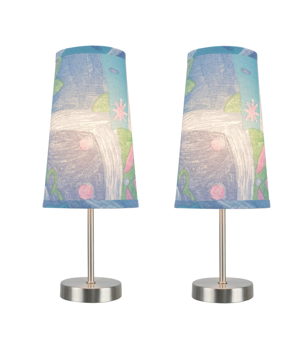 2-Pack Set - One-Light Candlestick Table Lamp, Contemporary Design in Satin Nickel, 14 1/4" High